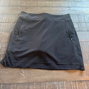 Athleta Brooklyn Skort 16" Black Size 14 #657678 Zip Pockets Golf